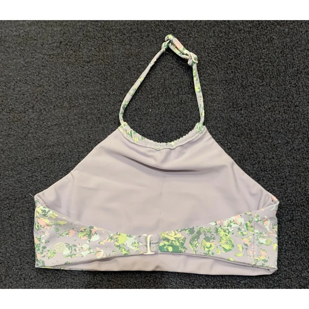 Zella Swimsuit Bikini Top Girls Size 12‎ Halter Purple Floral *New*